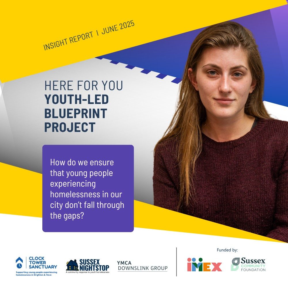 Picture of a young woman and title 'Here for You youth-led blueprint project