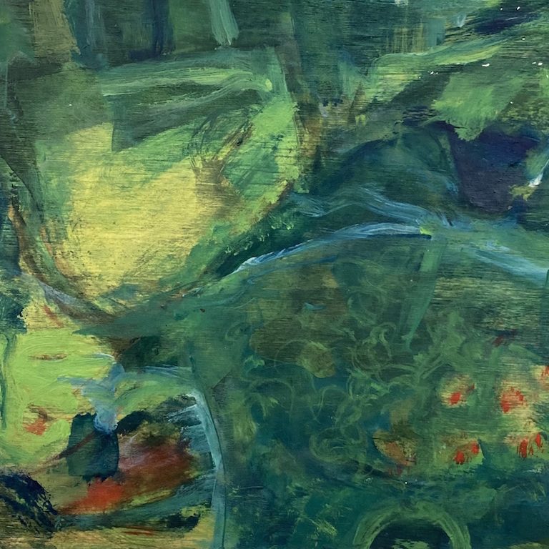 LOT 04 - Sandfield Pond II (composition) Oils on unprimed Birch panel 20 x 15 x 2.5 cm (unframed)