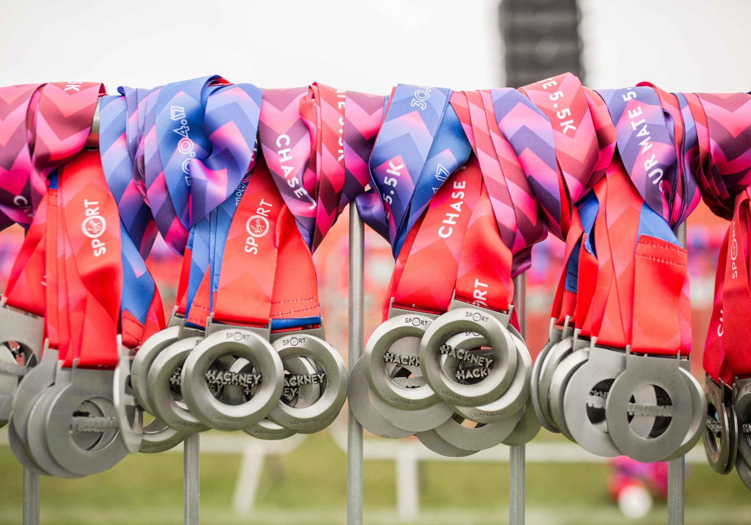 Hackney medals with red lanyards